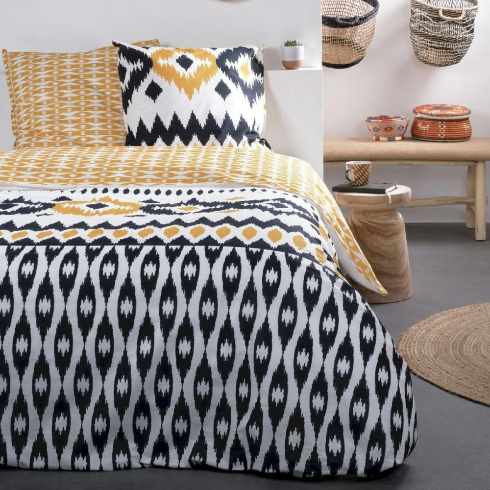 - Parure de couette 100% coton 57 fils imprimée 240x220 2 taies