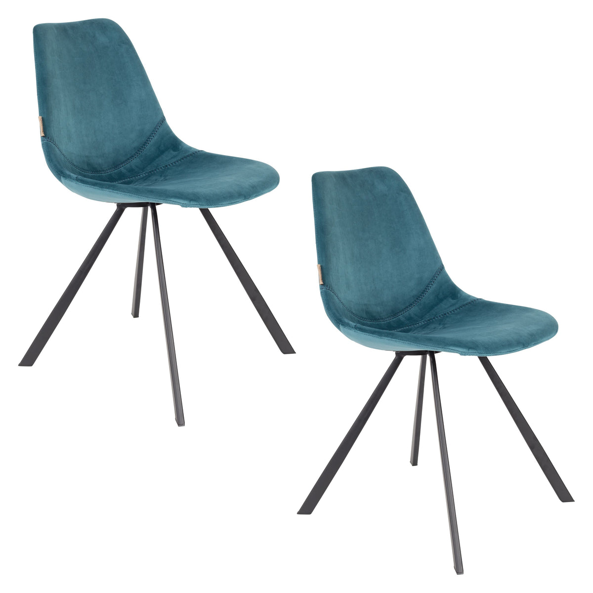 Dutchbone Franky Eetkamerstoelen Blauw - Set van 2