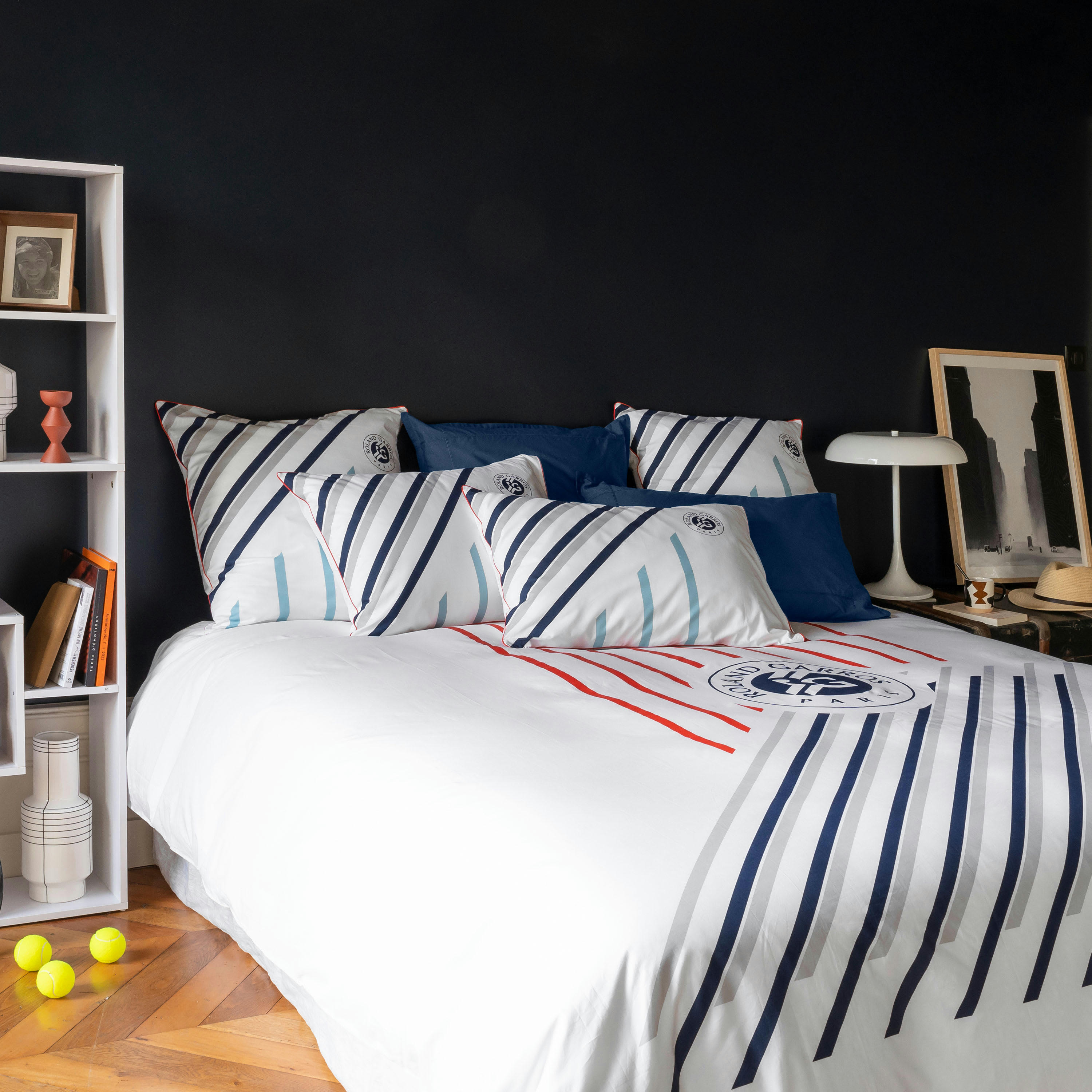 RG2023 - Housse de couette réversible percale de coton  bleu 200x200