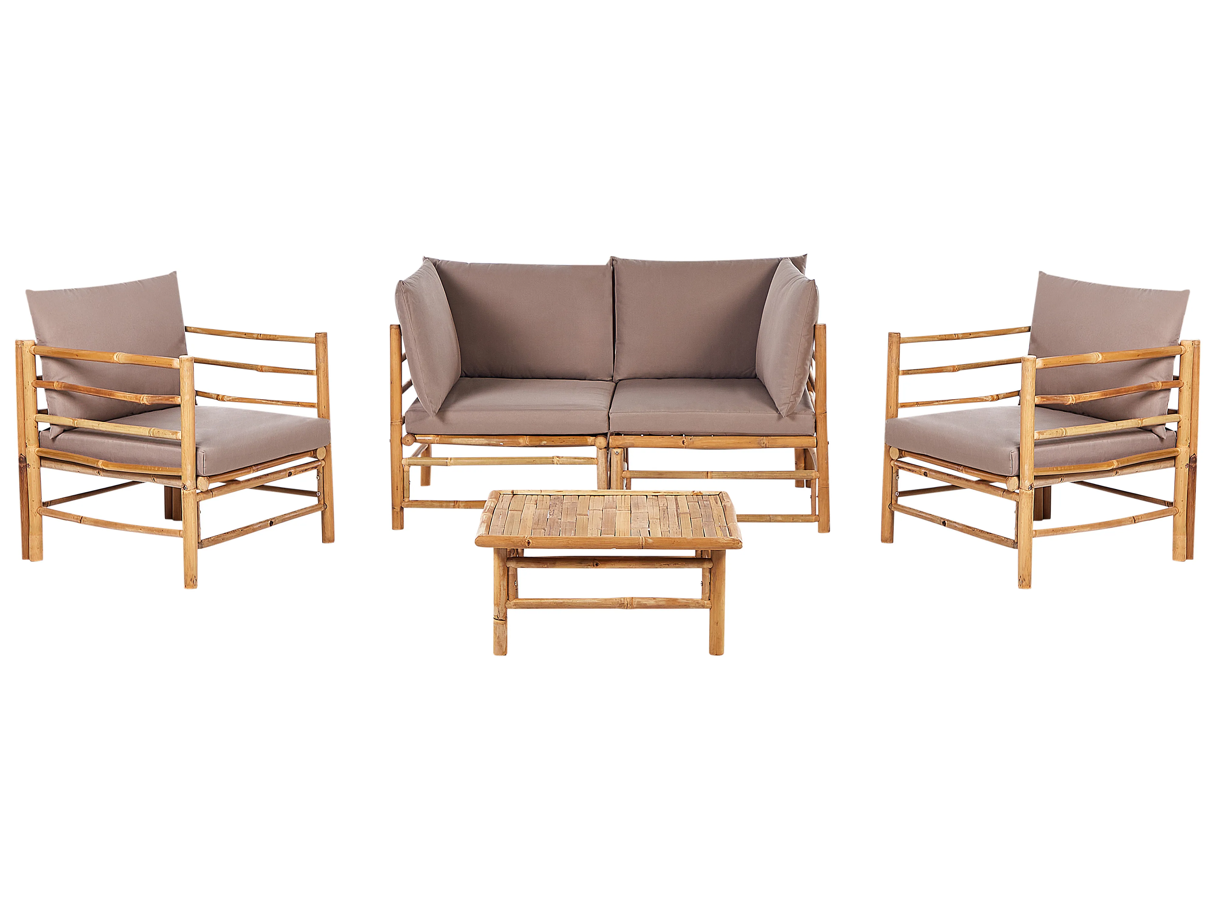 Garden Lounge Set with Table 4 Seater CERRETO Bamboo Taupe