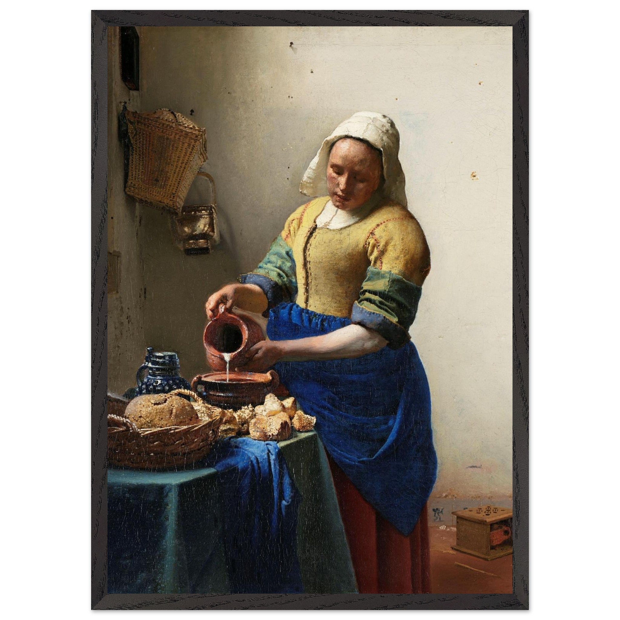 Artfulprints Poster met Lijst Johannes Vermeer - Het melkmeisje  - 50x70 cm - Meerkleurig