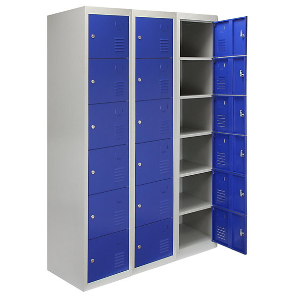 Lot de 3 Casiers de Rangement de 6 Portes en Acier Bleu