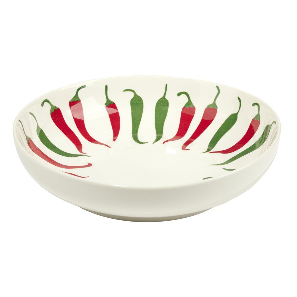 Assiette creuse céramique blanche motifs piments rouges et verts Ø22cm