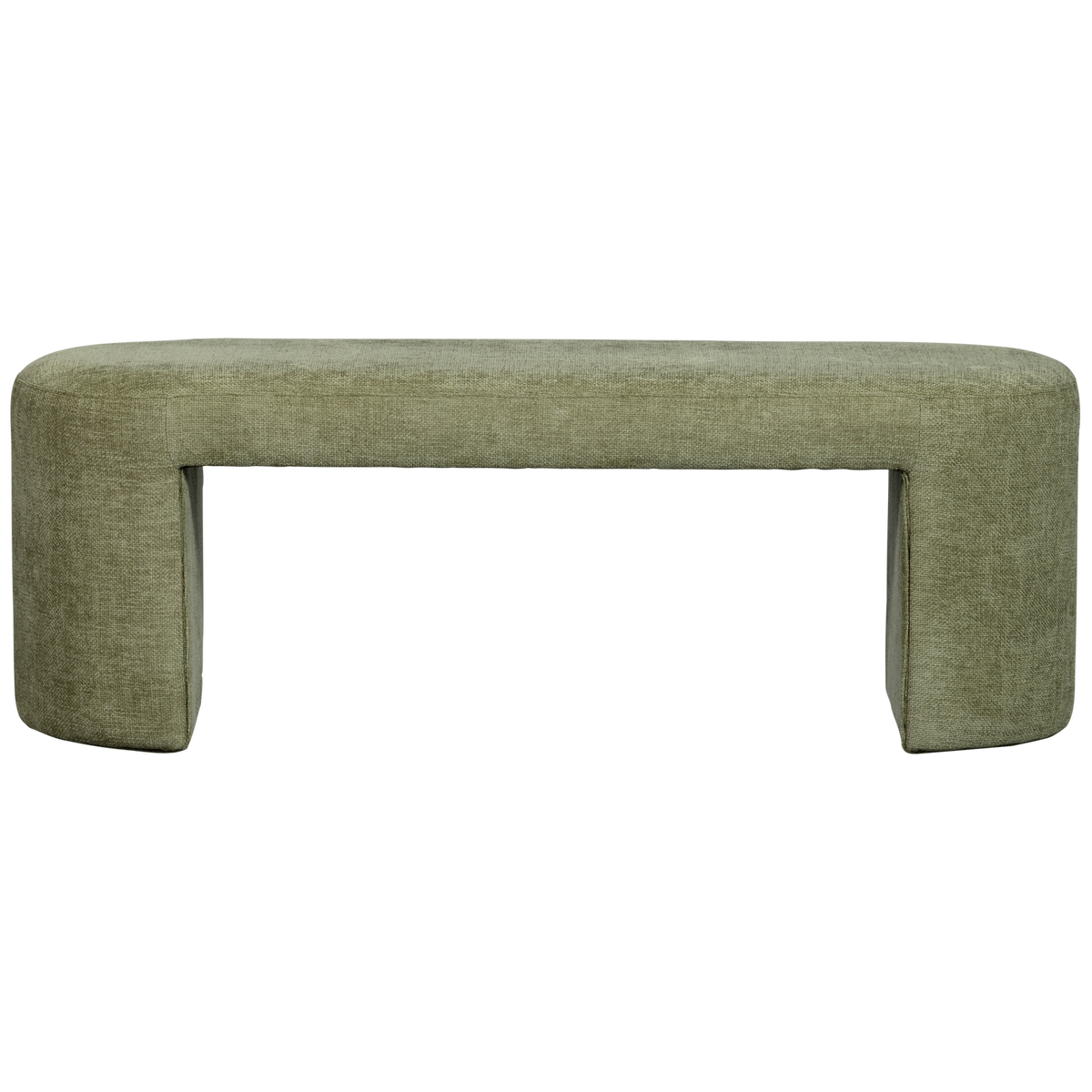 WOOOD bankje Jacob - Chenille - Olive Green - 46x130x46