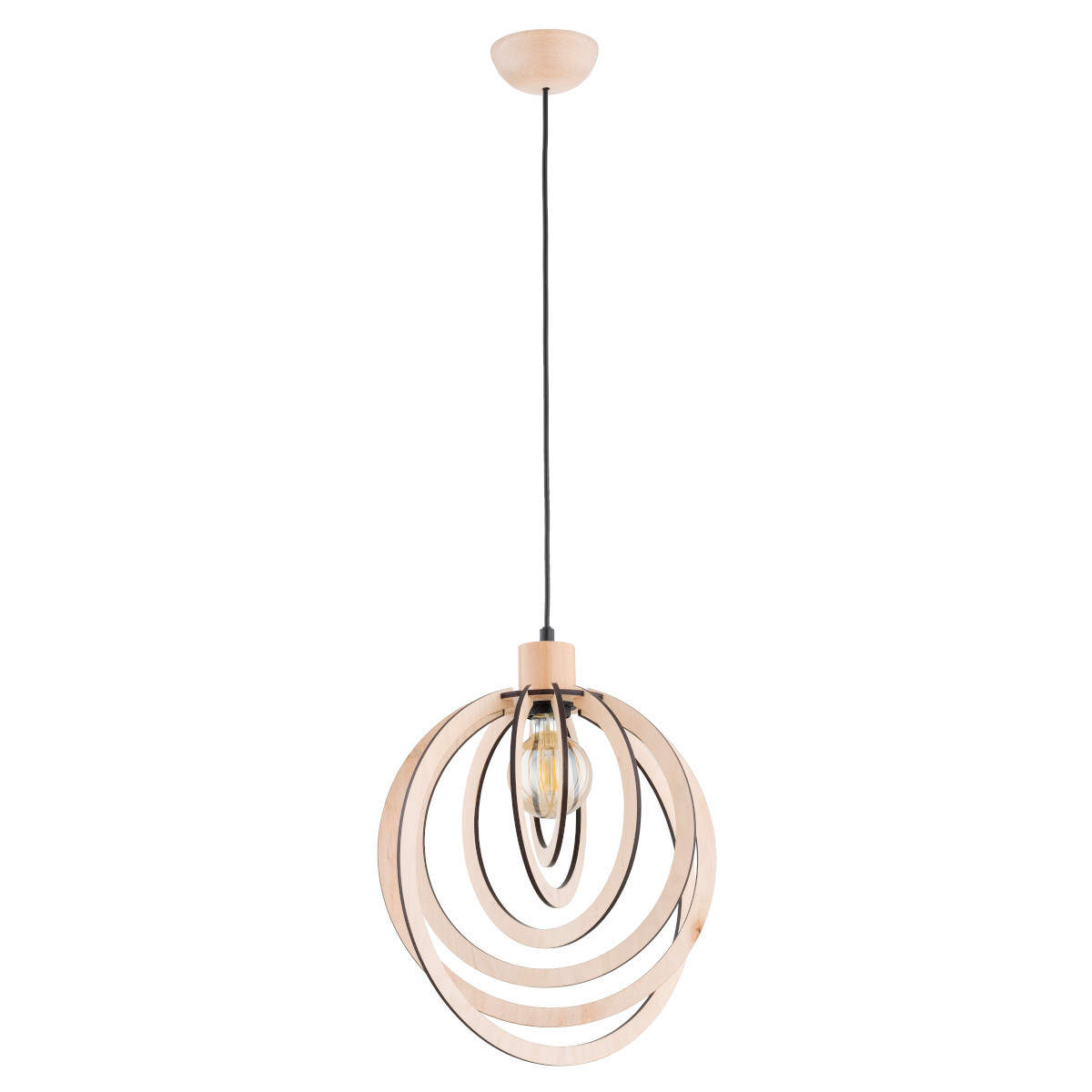 Lampa wisząca jasne drewno-czarna SOLINA 1xE27x15W wym: 90x25x35 cm Alfa