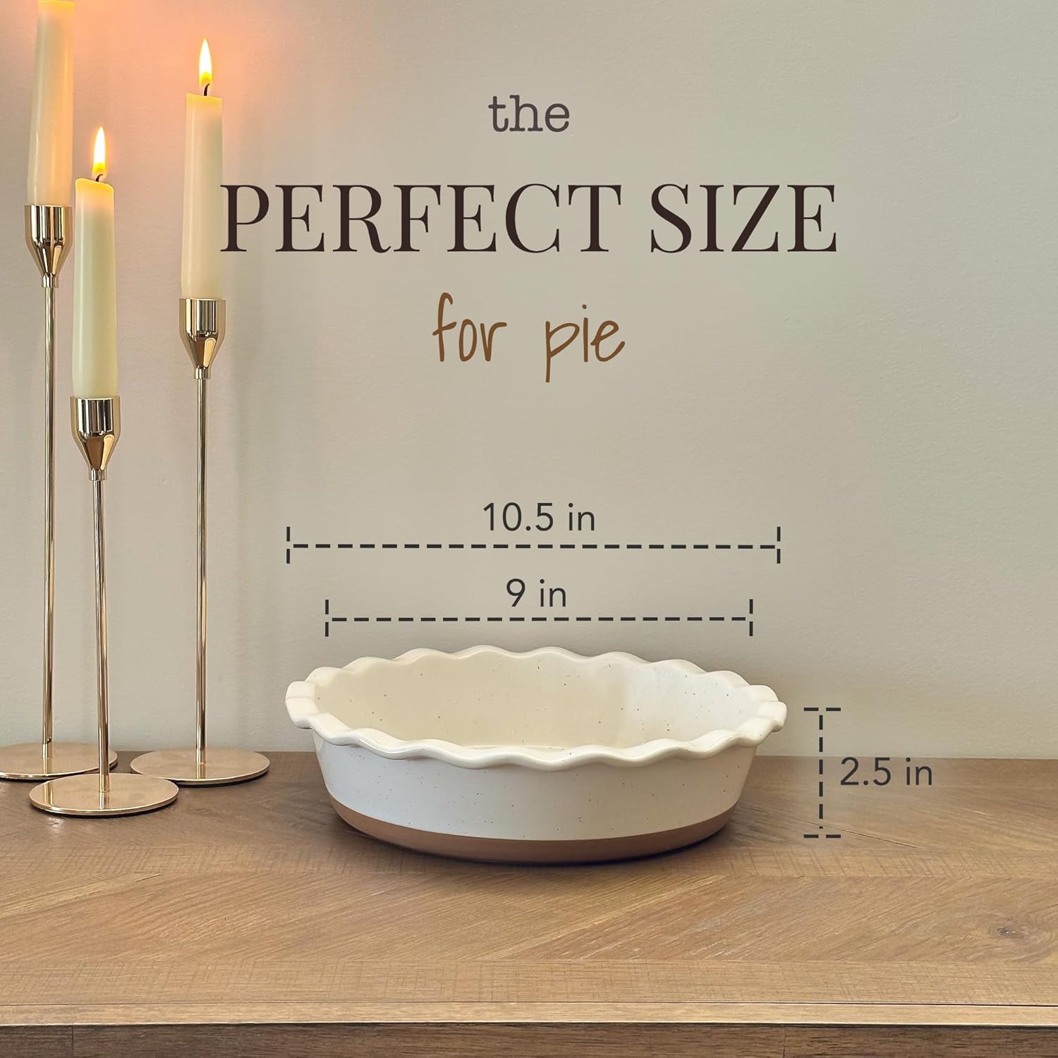MORA Ceramic Pie Pan for Baking - 9 inch - Deep and Fluted Pie Dish for Old Fashion Apple Pie, Quiche, Pot Pies, Tart, etc - Modern Farmhouse Style Porcelain Ceramic Pie Plate - Vanilla White