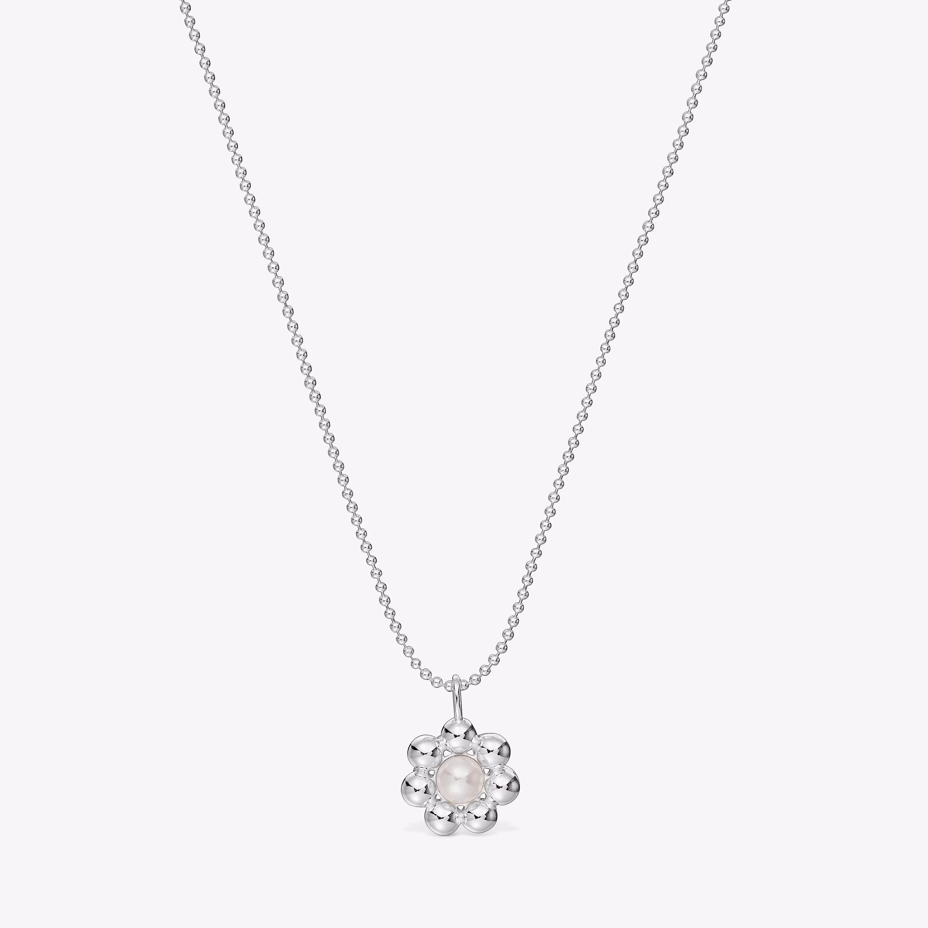 Collar corto de plata flor y perla cultivada Sugar Party