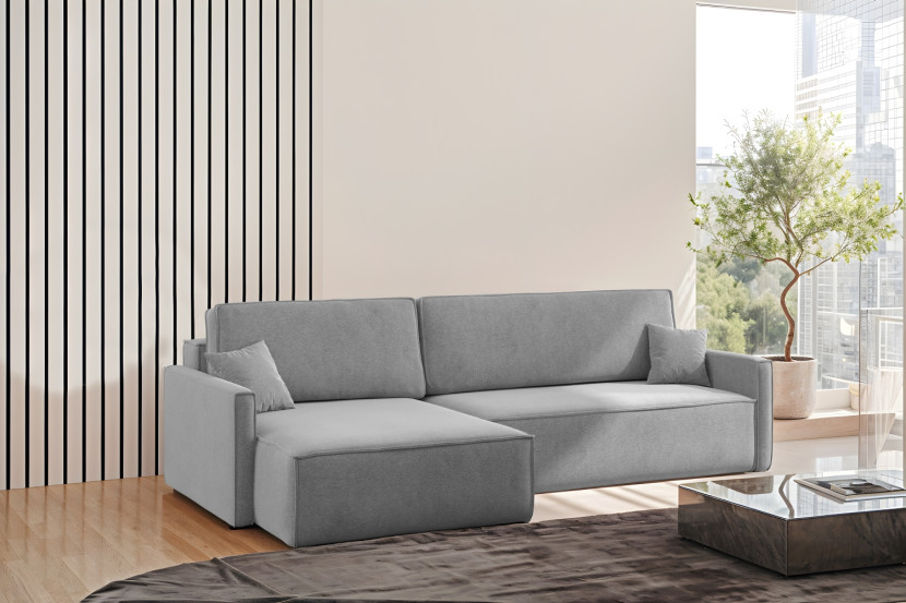 Sofa Carlos z Funkcją Spania Tkanina Salvador Szary Prawy