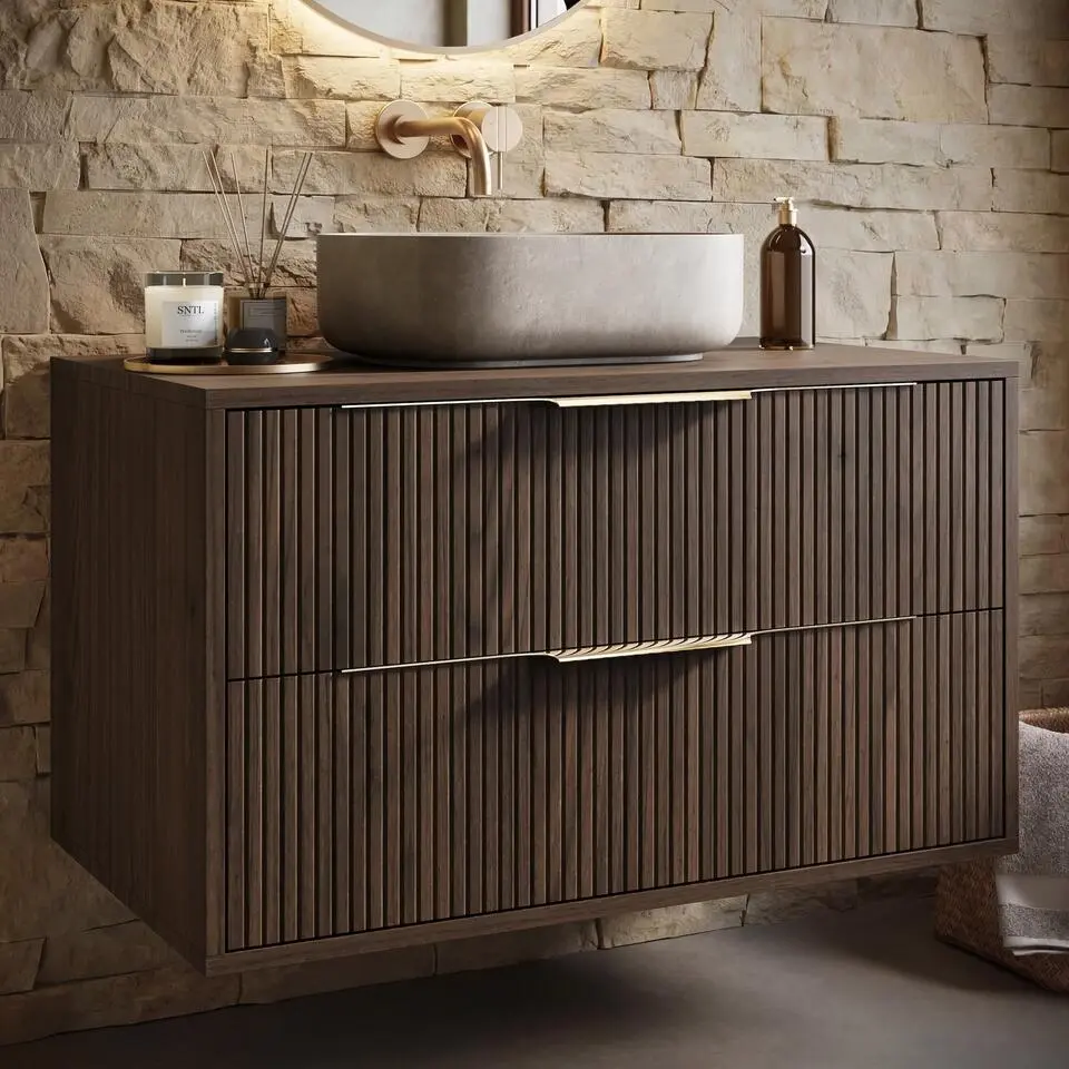 Badplaats Wastafelkast Rimini - 80 x 46 x 46 cm - walnoot bruin