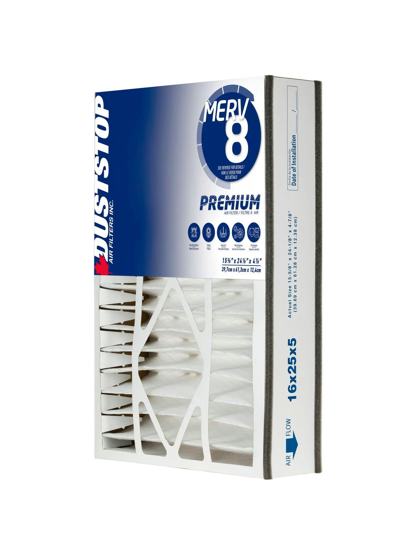 Wide Duststop MERV 8 Premium Filter with Foam, 16-in x 25-in x 5-in