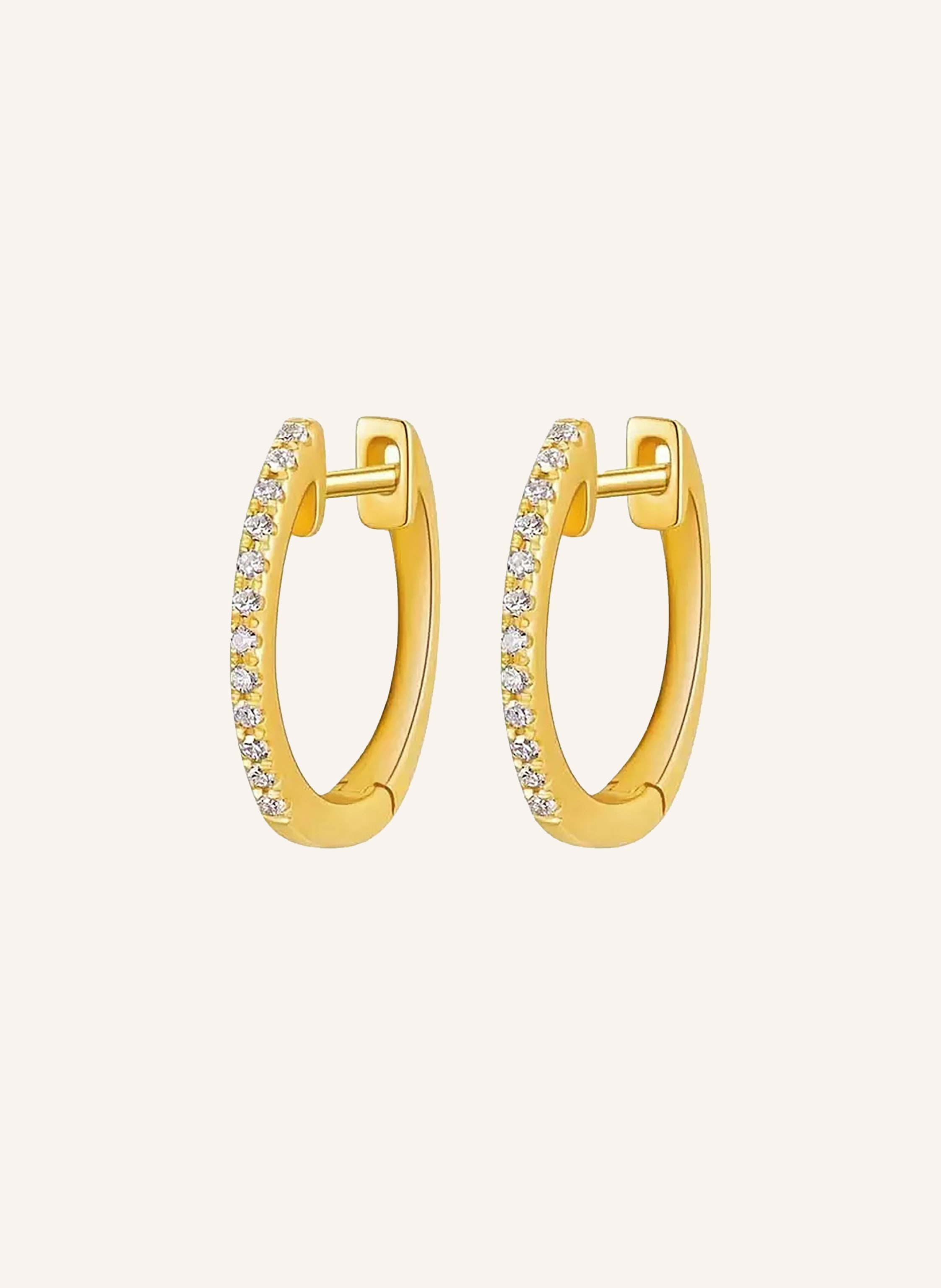 Leaf Creolen CIRCLE XS aus 18 Karat Gelbgold mit Diamanten