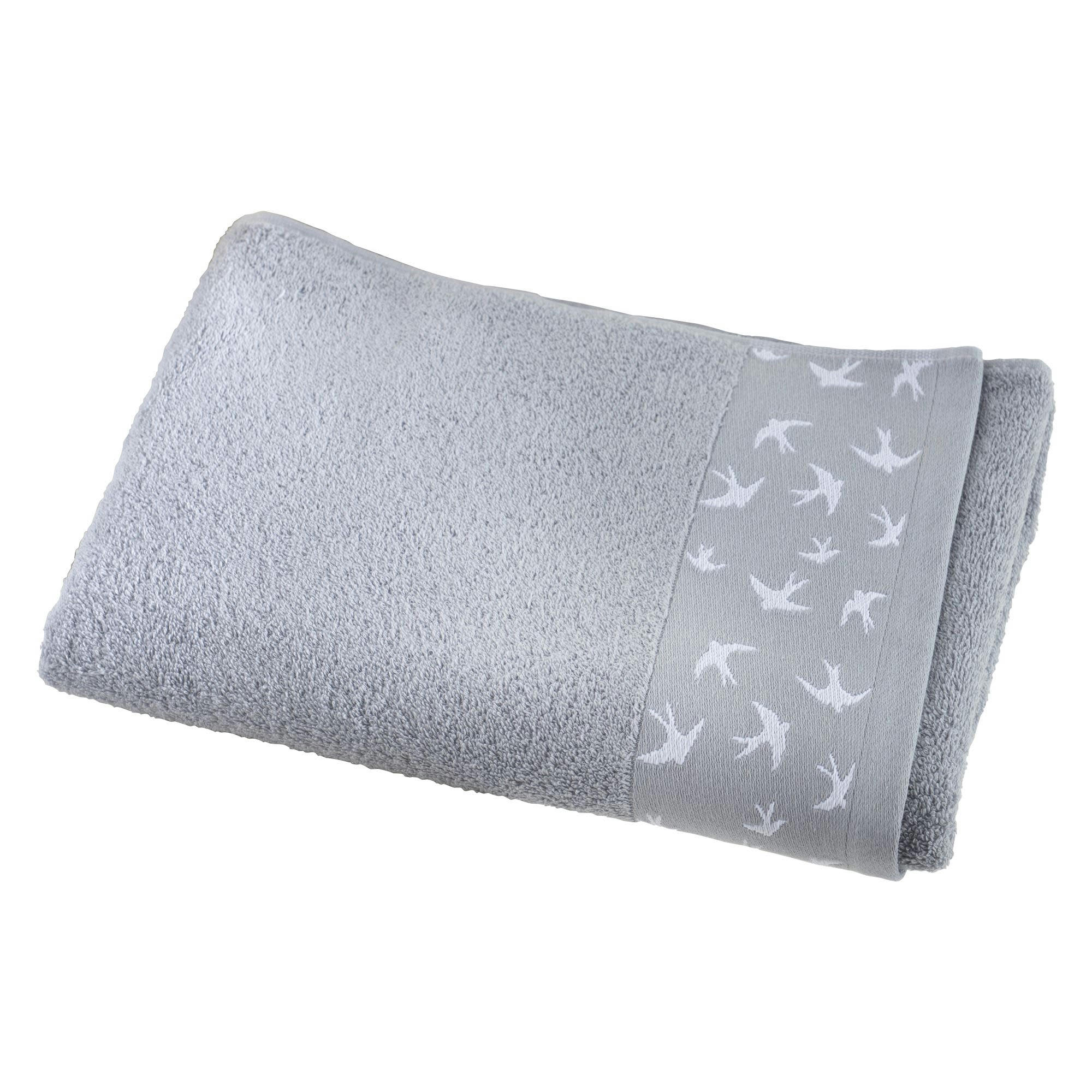 VOLHIRONDELLE - Serviette de toilette 50x90 gris perle en coton 450 g/m²