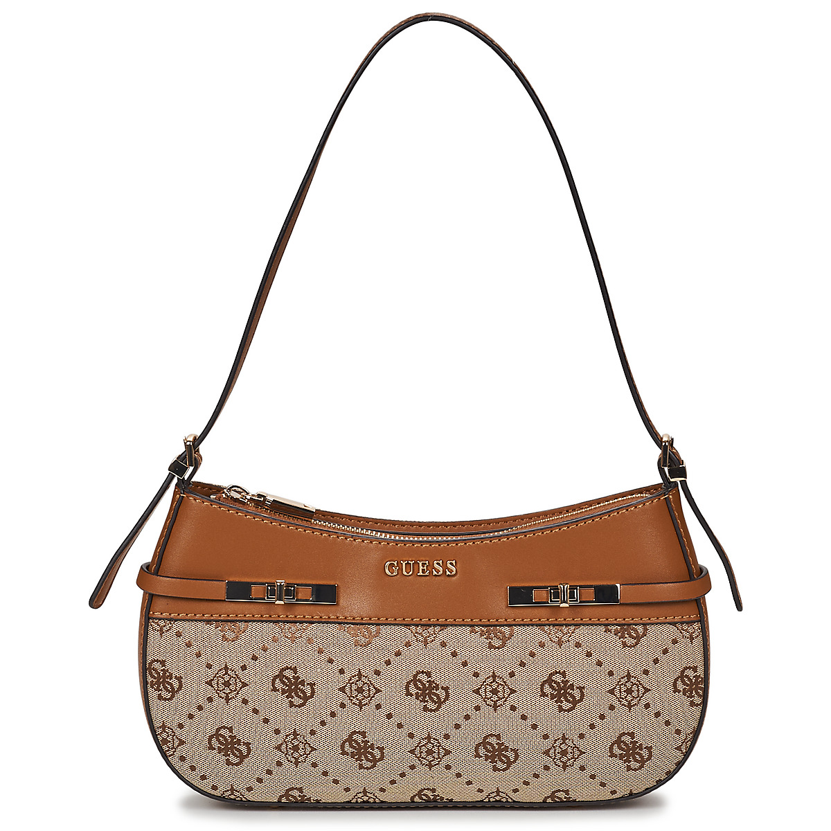 Guess - MELINDA LOGO SHOULDER BAG - Brown