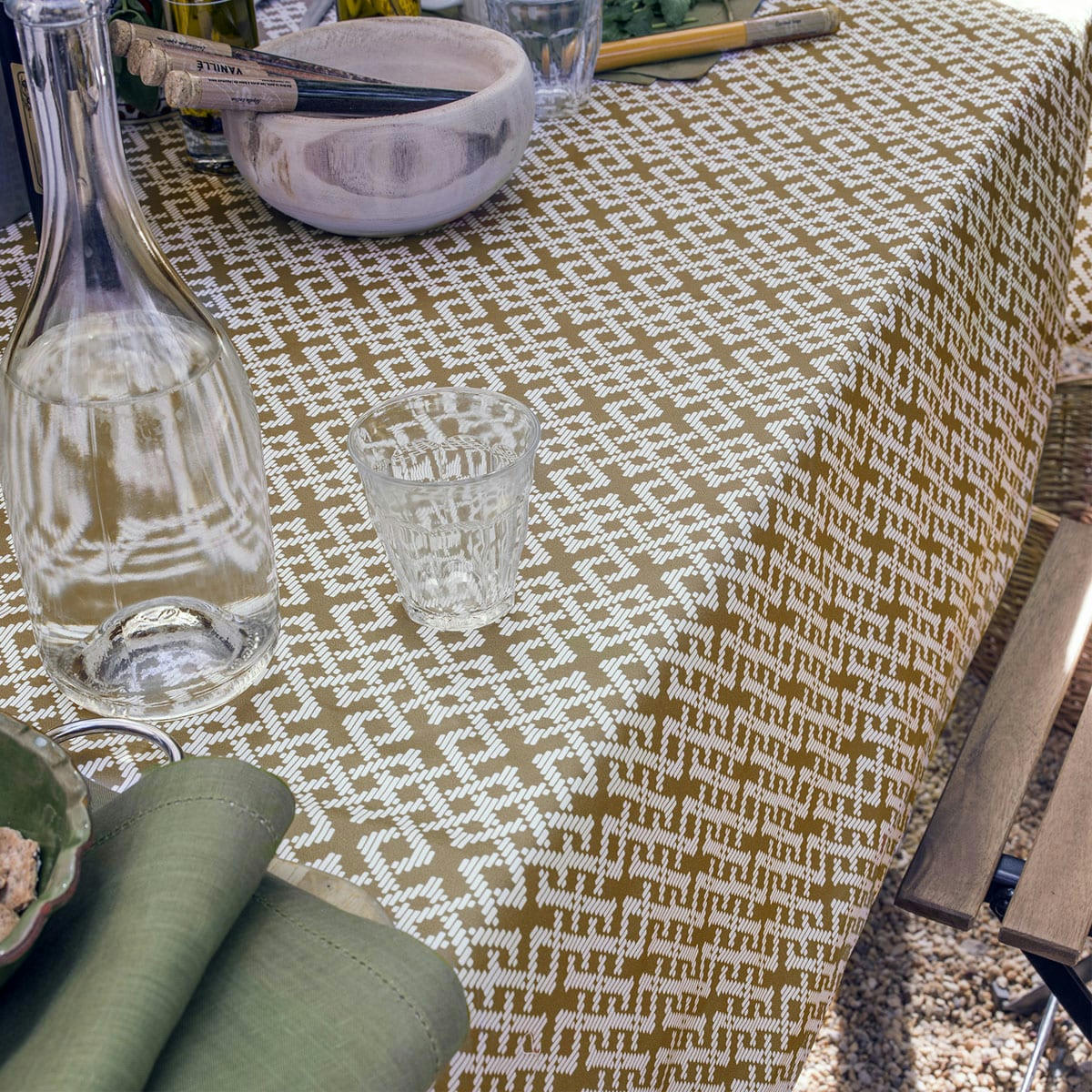 TRIBU - Nappe en satin de coton taupe 150x300cm