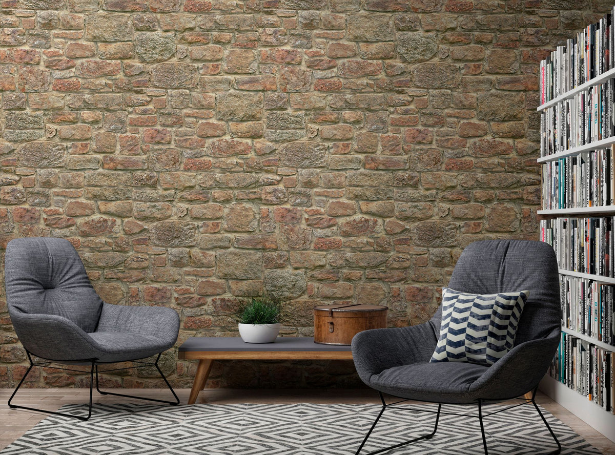 Livingwalls fotobehang steen oranje, rood en bruin - 159 x 280 cm - AS-393181