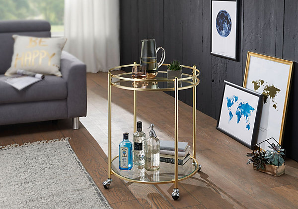 Chariot de Service 57 cm Verre Métal Chariot de nourriture Roulant FineBuy