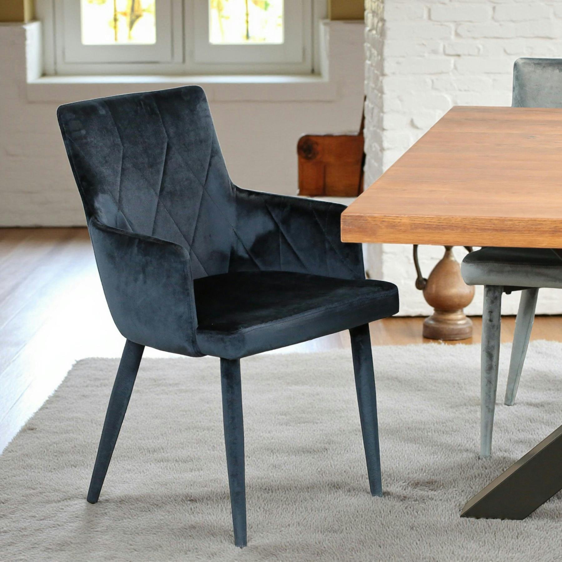 Fauteuil de table moderne en velours bleu (lot de 2) HAWAI