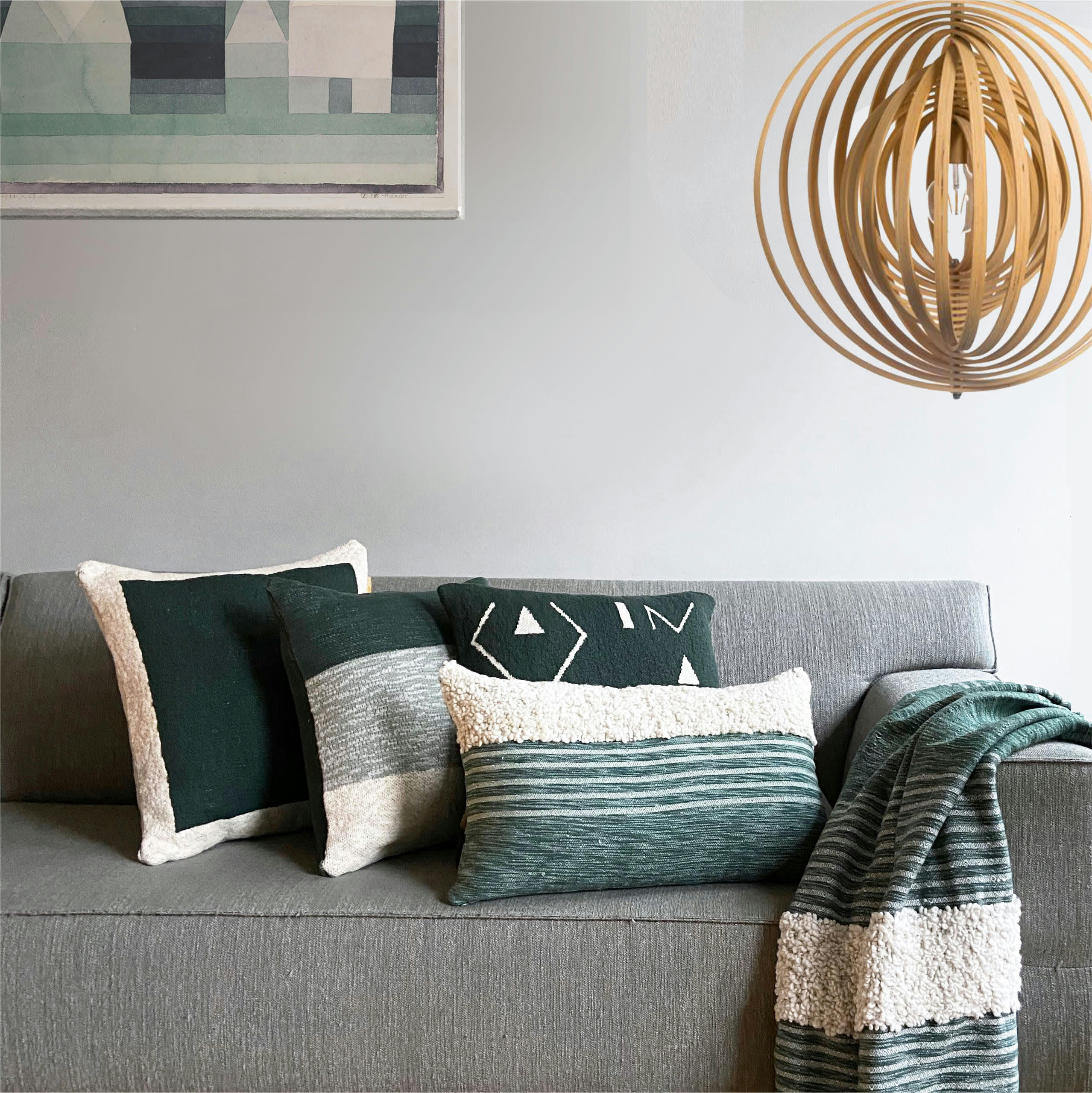 TRIBAL - Coussin vert 35x60