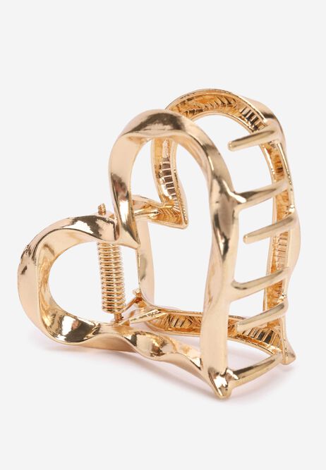 Womens Gold Heart Claw Hair Clip