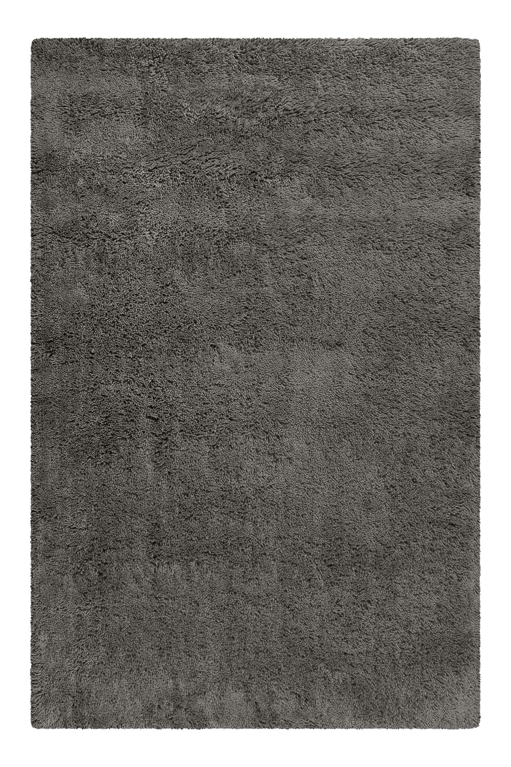 SEATTLE SHAG - Tapis confort moelleux en laine, poils longs gris foncé 140x200