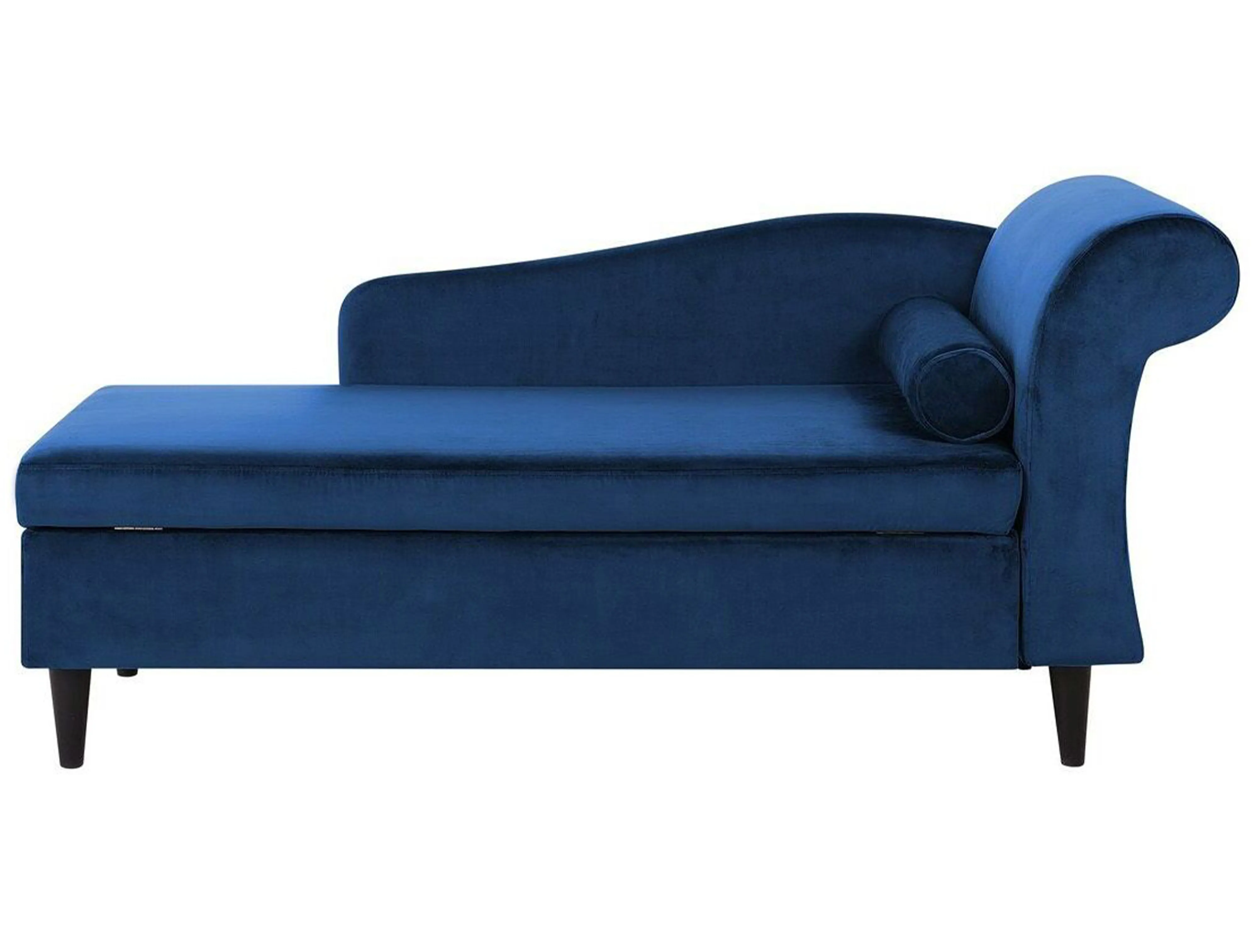 Left-Hand Chaise Longue LUIRO Velvet Navy Blue with Storage