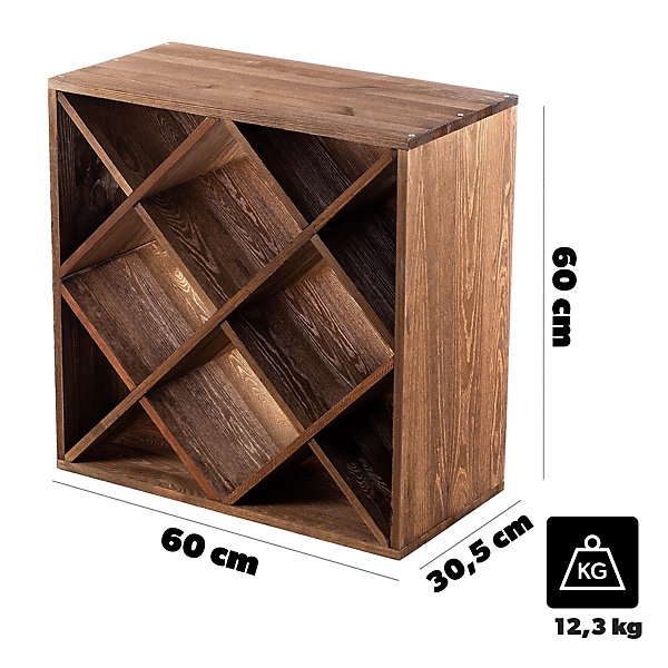 KADAX Casier à vin en grille en bois Marron foncé