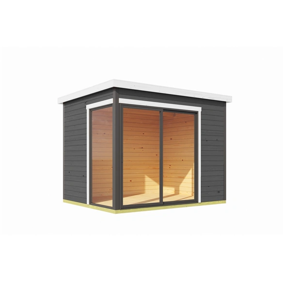 Gartenhaus »Austin«, BxHxT: 300 x 239,4 x 240 cm, (Außenmaß inkl. Dachüberstand), carbongrau