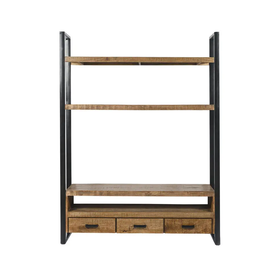 Livingfurn - TV Meubel TV- Nairobi High 150 cm - Mangohout / Gecoat Staal