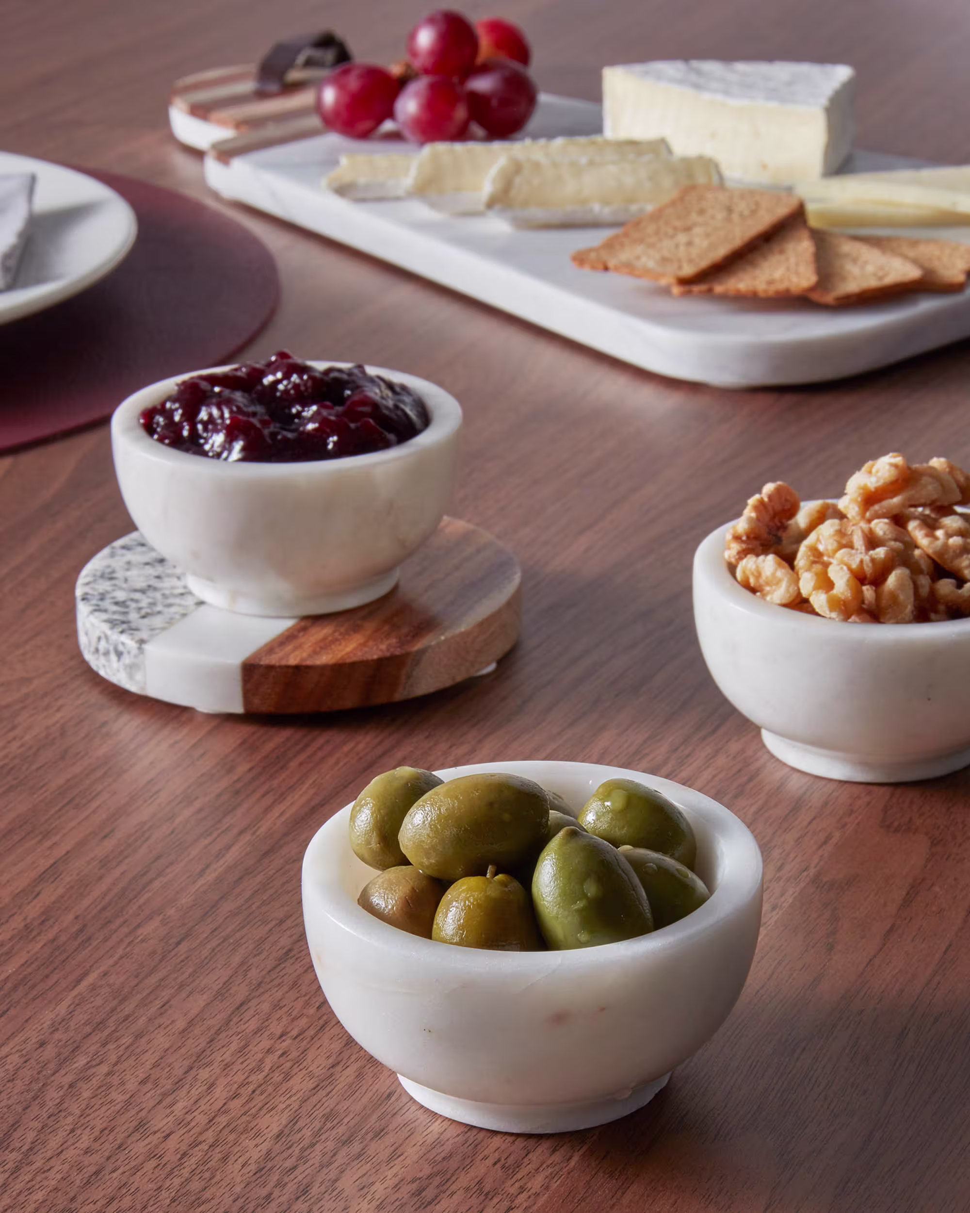 Set Cataleg 4 posavasos redondos mármol blanco gris mango