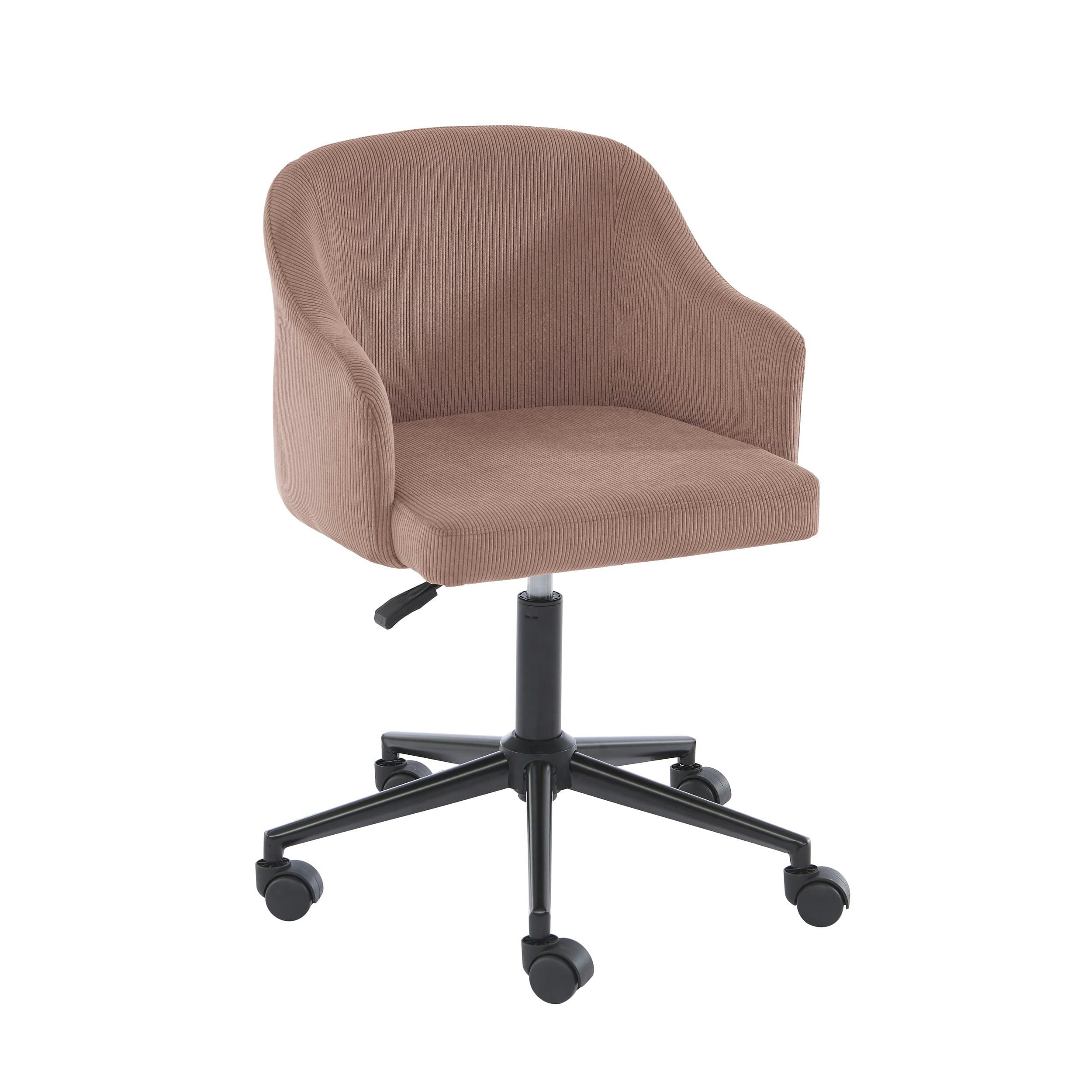 BARNABE - Fauteuil de bureau  en velours côtelé vieux rose