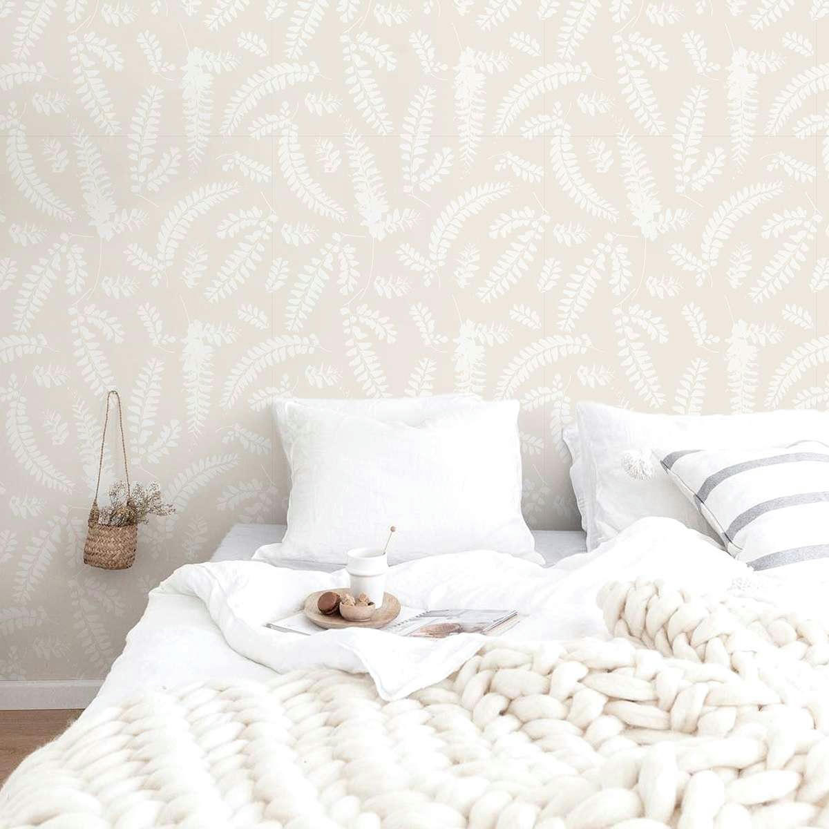 FOLIAGE - Papier peint vinyle adhésif feuillage ivoire 50x300 cm