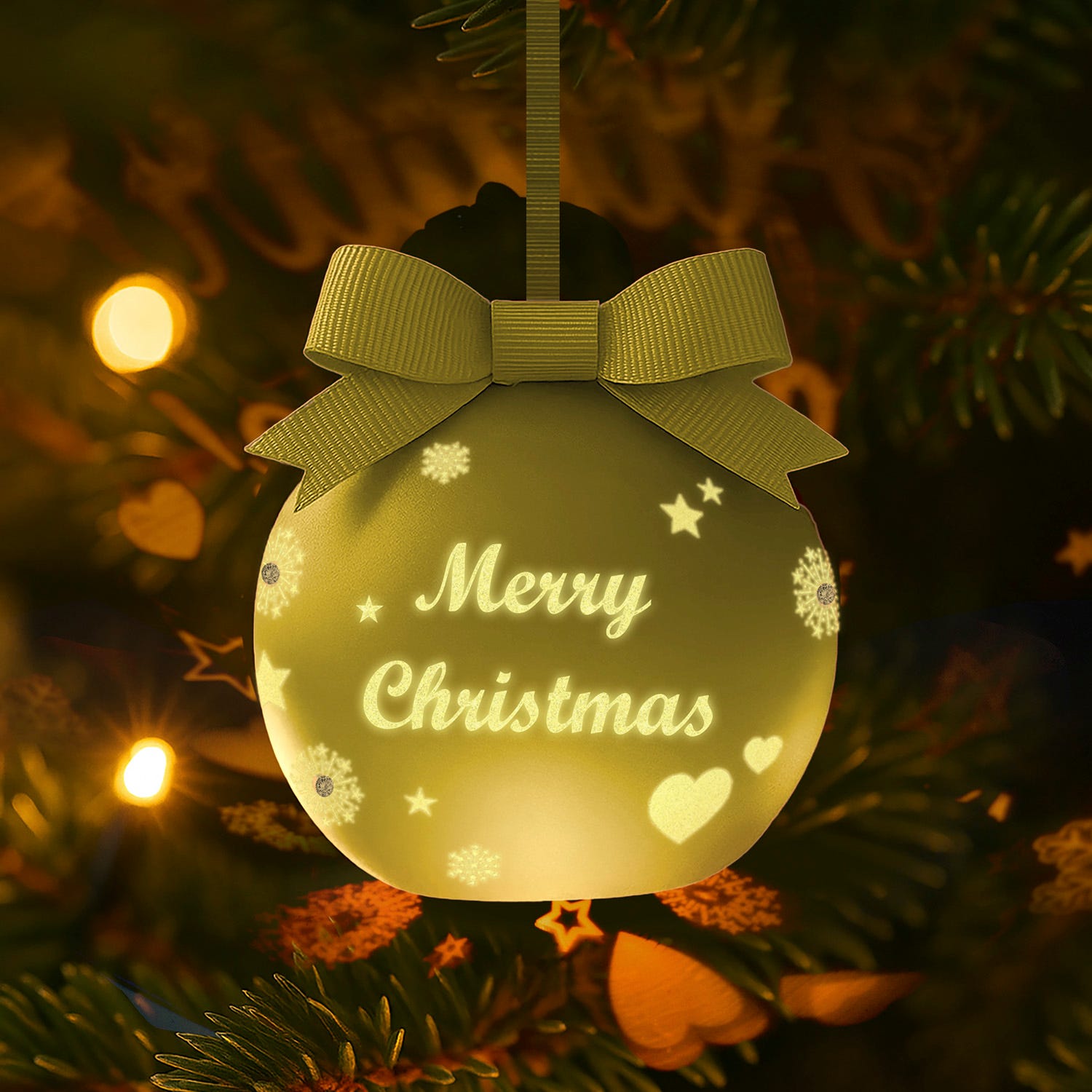 Pallina di Natale led Merry Christmas oro