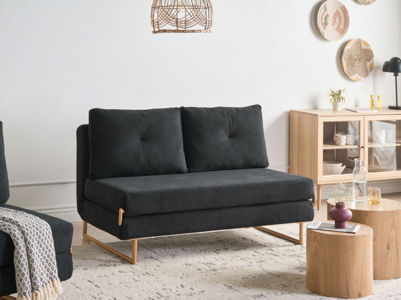 Sofa 3-osobowa rozkładana czarna