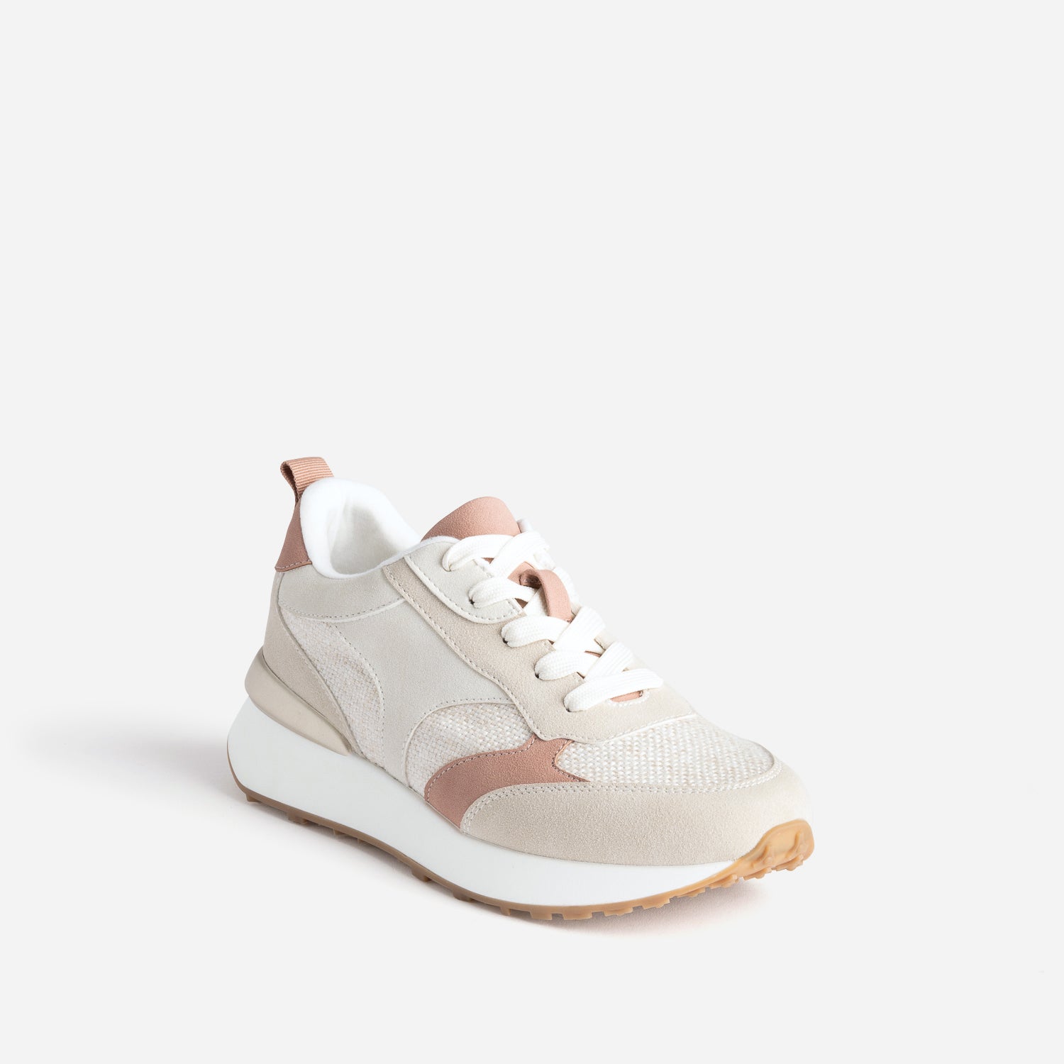 Tennis beige, vieux rose et taupe semelle amovible