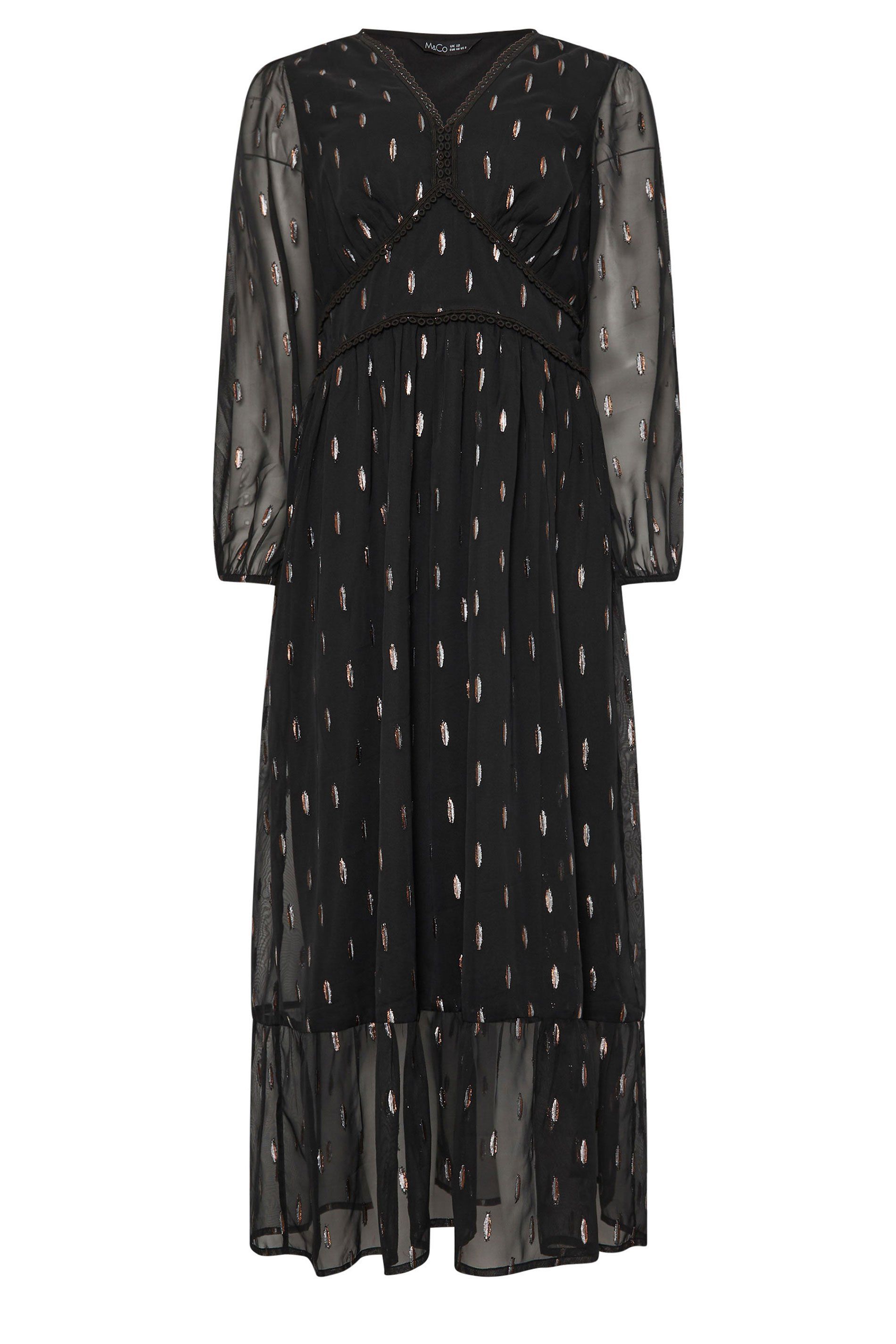 M&Co Abstract Metallic Trim Midaxi Dress