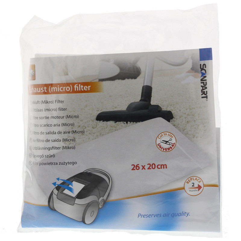 Microfiltre pour moteur d'aspirateur 26 x 20 cm