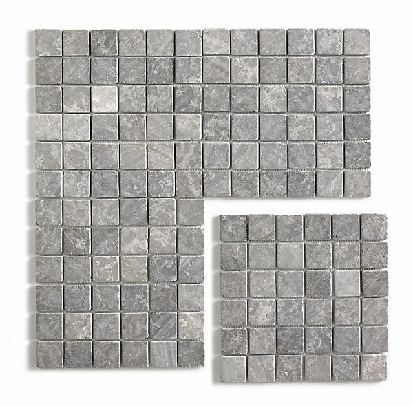 Carrelage de mosaïque (Boite de 1m²) / Plaque mosaïque mur et sol en marbre naturel, coloris gris mat - 30 x 30 cm