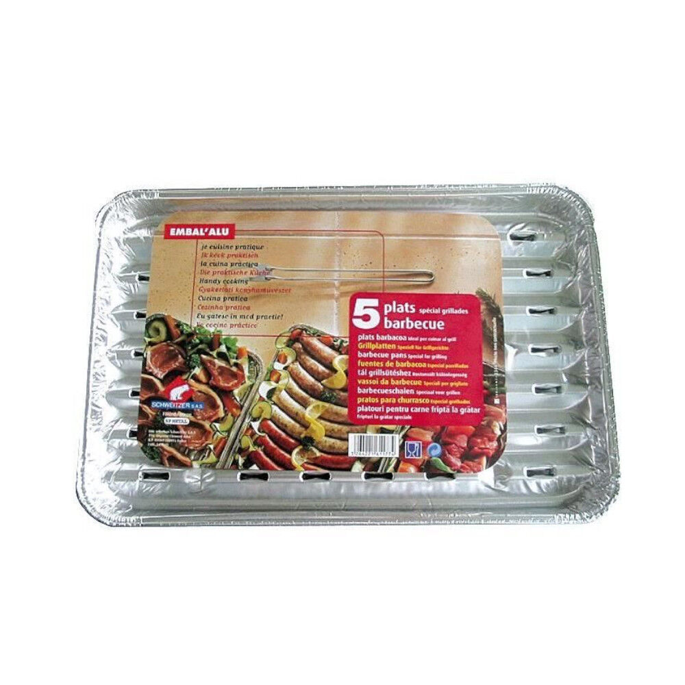 Barquette alu grand modèle pour barbecue 1,4L x5