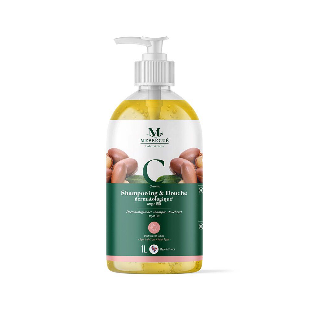 Gel douche shampoing dermatologique argan bio Mességué 1L
