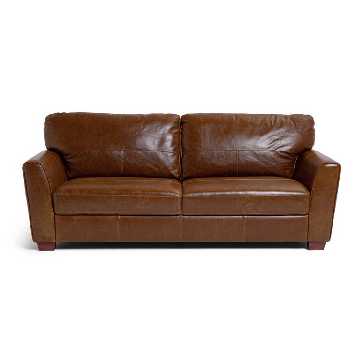 Habitat Milford Leather 4 Seater Sofa - Tan