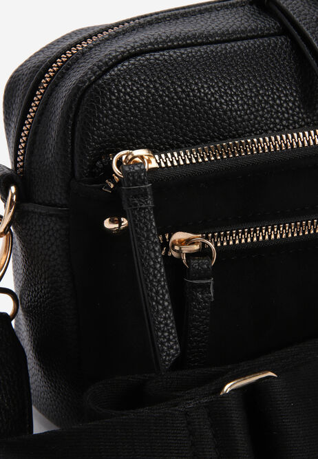 Womens Black Faux Leather Camera Bag
