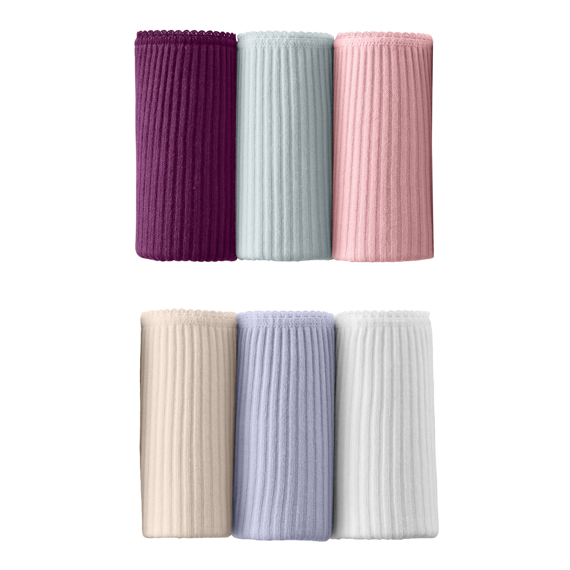 Culotte midi c&ocirc;tes plates - lot de 6