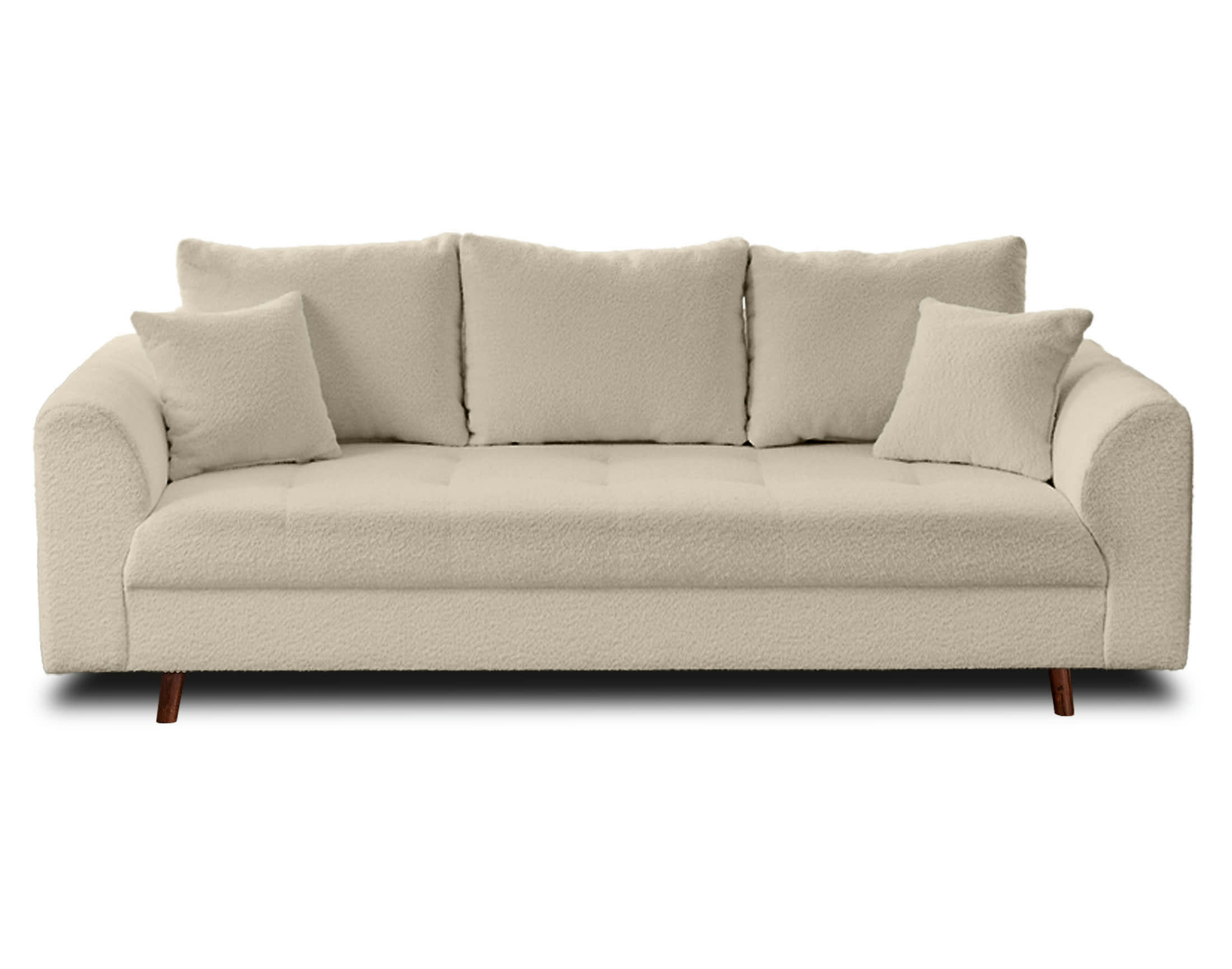 RUNE - Canapé droit 3 places en tissu bouclette beige