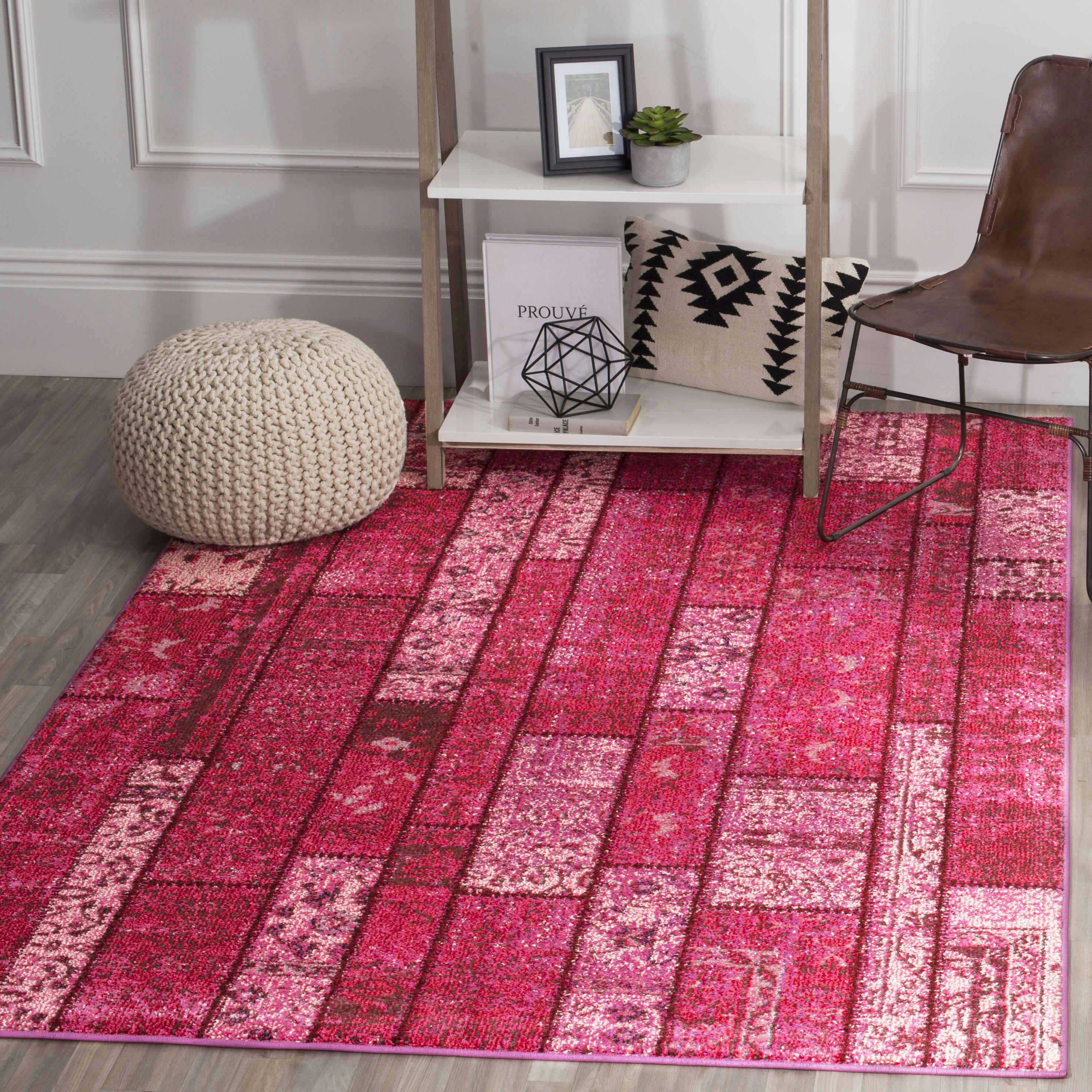 MONACO - Tapis de salon interieur en rose & multi, 201 x 279 cm