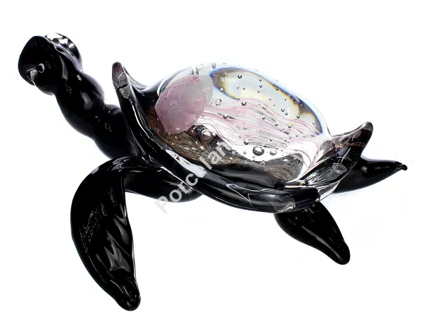 Figurka szklana 28 cm - Żółw z meduzą czarny 4S.FIG.44001