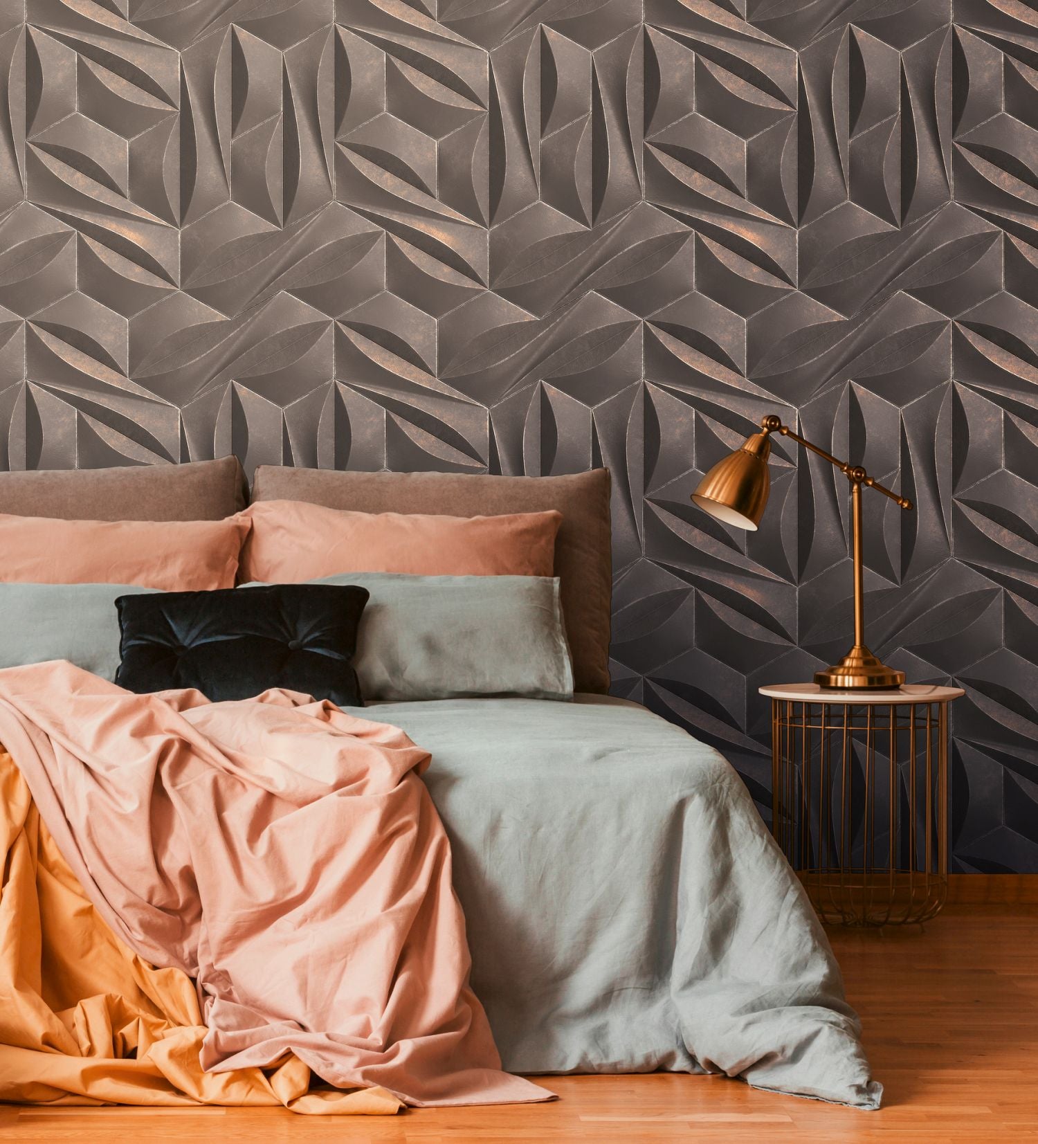 Livingwalls fotobehang 3D-motief grijs en bronze - 159 x 280 cm - AS-391792