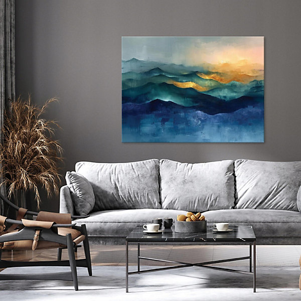 Impression sur toile abstrait or bleu moderne 120x80 cm xxl tableau décoration deco murale intissée pour salon chambre cuisine