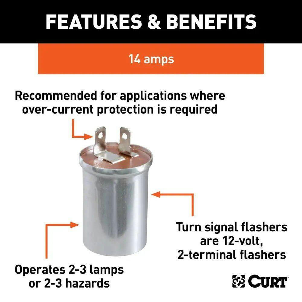 CURT 14-Amp Turn Signal Flasher (2-3 Lamps, 2-6 Hazards)