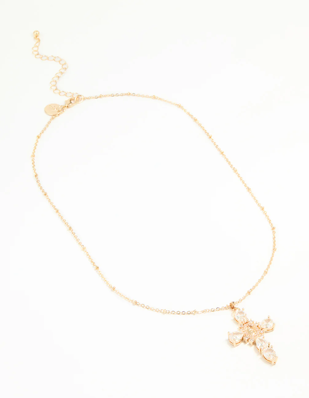 Gold Cubic Zirconia Mary Cross Necklace