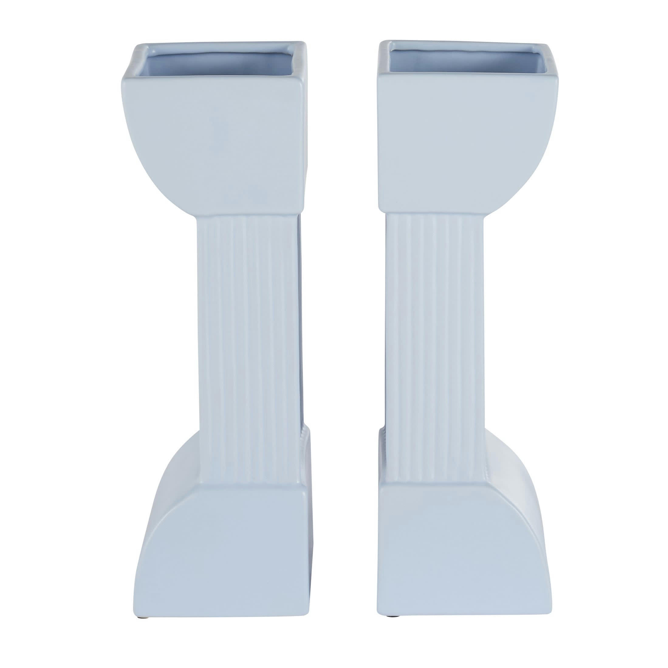 ATHENA - Vase colonne grecque bleu clair H40